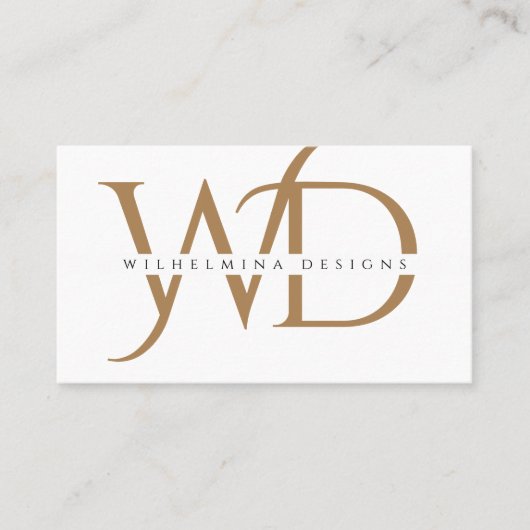 Elegant White Gold Monogram Luxurous Typografie Visitekaartje (Voorkant)