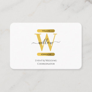 Elegant White & Gold Monogram Social Media Icons Visitekaartje