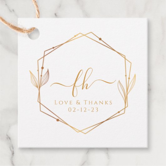 Elegant White Gold Monogrammed Bedankt Weddenschap Bedankjes Labels (Voorkant)