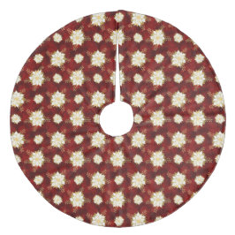 Elegant White Gold Poinsettia - Rood kerstfeest Fleece Kerstboom Rok