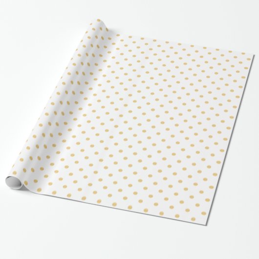 Elegant White & Gold Polka Dots Pattern Cadeaupapier (Uitgerold)