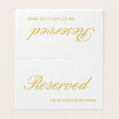 Elegant White & Gold Reserved Wedding Table Kaart (Buitenkant ongevouwen)