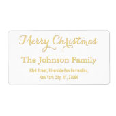 Elegant White Gold Script-adres voor Kerstmis Etiket (Voorkant)