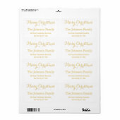 Elegant White Gold Script-adres voor Kerstmis Etiket (Full Sheet)