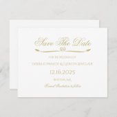 Elegant White Gold Script Simple Heart Weddenschap Save The Date (Voorkant / Achterkant)