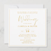 Elegant White Gold  Square WEDDING Classic Kaart (Achterkant)