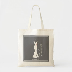 Elegant White Gown on Grey - Bridesmaid Tote Bag