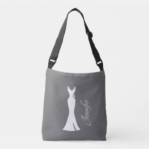 Elegant White Gown on Grey - Stijlvol Eenvoudig de Crossbody Tas