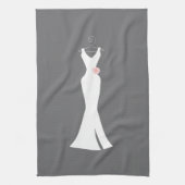 Elegant White Gown on Grey - Stijlvol Eenvoudig de Theedoek (Verticaal)