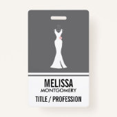 Elegant White Gown on Grey - Stylish Simple Desiin Badge (Voorkant)