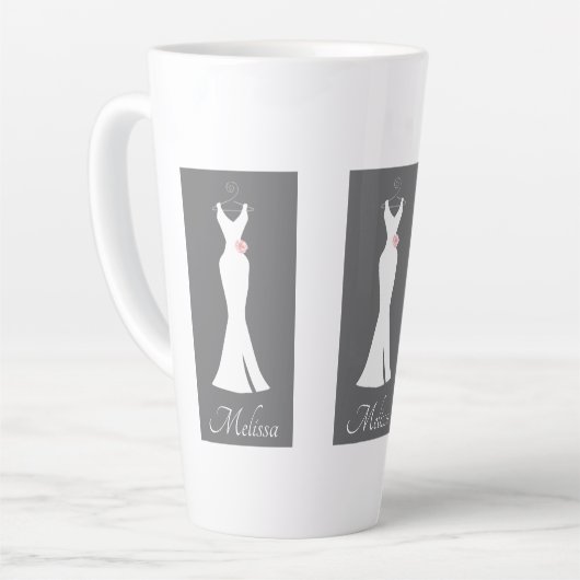 Elegant White Gown on Grey - Stylish Simple Desiin Latte Mok (Linkerhoek)