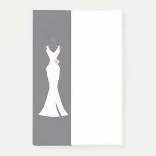 Elegant White Gown on Grey - Stylish Simple Desiin Post-it® Notes