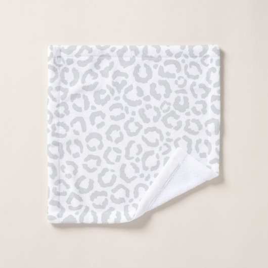 Elegant White Gray Leopard Cheetah Animal Print (Gant de toilette)