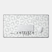 Elegant White Gray Leopard Cheetah Animal Print (Clavier et souris)