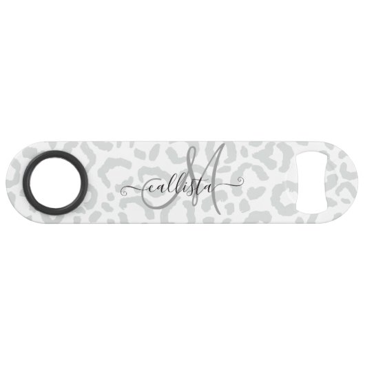 Elegant White Gray Leopard Cheetah Animal Print (Devant (Horizontal))