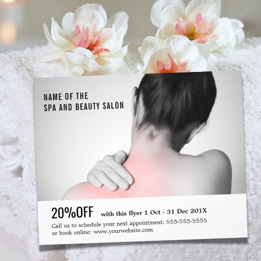 Elegant White Gray Photo Massage Therapist Flyer