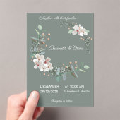 Elegant White & Green Acrylic Wedding Invitation (In situ (ordinateur de poche))