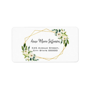 Elegant White Green Floral Gold Lijst Wedding Etiket