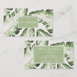 Elegant White Green Tropical Beach Leaves Chic Visitekaartje