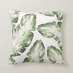 Elegant White Green Tropical Leaves Chic Island Kussen