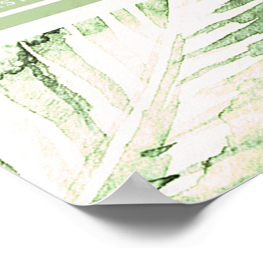 Elegant White Green Tropical Leaves Seating Chart Poster (Hoek)