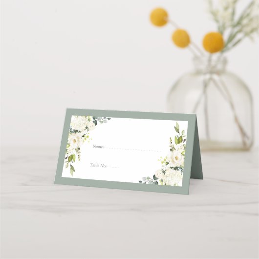 Elegant White Grey Green Floral Reception (Voorkant)