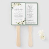 Elegant White Grey Green Floral Waterverf Programm Handwaaier (Voorkant en achterkant)
