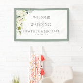 Elegant White Grey Green Floral Waterverf Script Spandoek (Insitu)