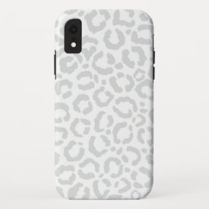 Elegant White Grey Leopard Cheetah Animal Print iPhone XR Hoesje