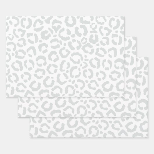 Elegant White Grey Leopard Cheetah Animal Print Inpakpapier Vel (Set)