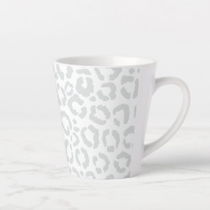 Elegant White Grey Leopard Cheetah Animal Print Latte Mok