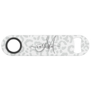 Elegant White Grey Leopard Cheetah Animal Print Speed Flessenopener