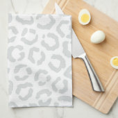 Elegant White Grey Leopard Cheetah Animal Print Theedoek (Quarter Fold)