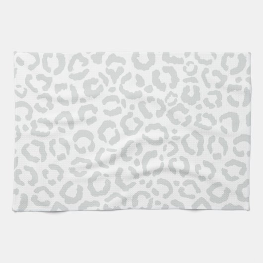 Elegant White Grey Leopard Cheetah Animal Print Theedoek (Horizontaal)