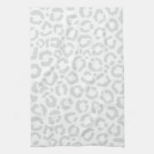 Elegant White Grey Leopard Cheetah Animal Print Theedoek (Verticaal)