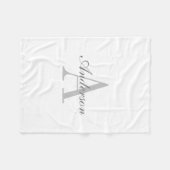 Elegant White & Grey Monogram Classic Fleece Deken (Voorkant (Horizontaal))