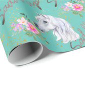 Elegant White Horse Cute Birthday Girl Cowgirl Cadeaupapier (Rol Hoek)