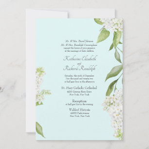 Elegant White Hydrangea Seafoam Wedding Kaart