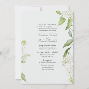 Elegant White Hydrangea Wedding Invitation Kaart