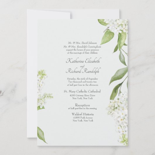 Elegant White Hydrangea Wedding Invitation Kaart (Voorkant)