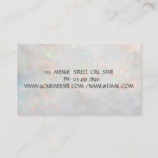 Elegant White Iridescent Opal Glitter Lashes Visitekaartje (Achterkant)