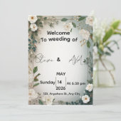 Elegant White Jasmine Floral Wedding Invitation | Kaart (Staand voorkant)