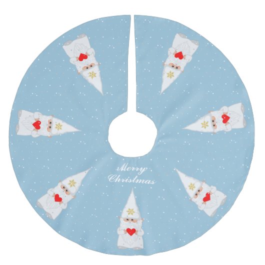 Elegant White Kerstgnomen op Light Blue Kerstboom Rok (Voorkant)