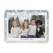 Elegant White Kerstmis Snowflake Crystal Bokeh Magneet (Horizontaal)