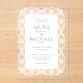 Elegant White Lace Acryl Uitnodigingen (Voorkant)