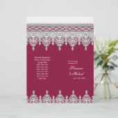 Elegant White Lace Burgundy Formal Wedding Program (Staand voorkant)