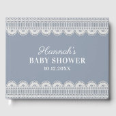 Elegant White Lace Dusty Blue Baby shower Gastenboek (Voorkant)