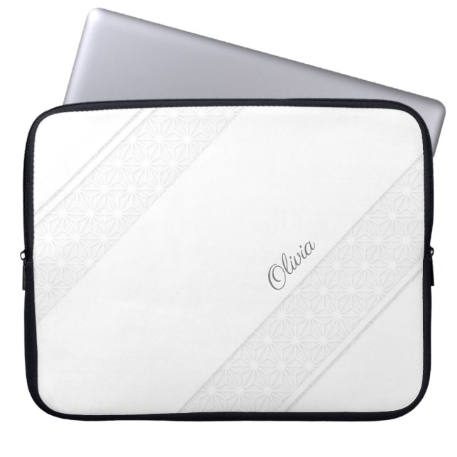 Elegant White Lace Pattern en Customization Laptop Sleeve (Voorkant)