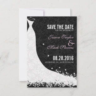 Elegant White Lace Wedding Dress Save the Date