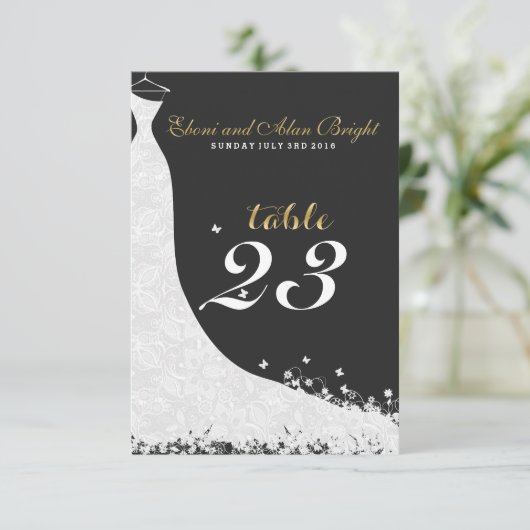 Elegant White Lace Wedding Dress Tabel 23 Kaart (Staand voorkant)